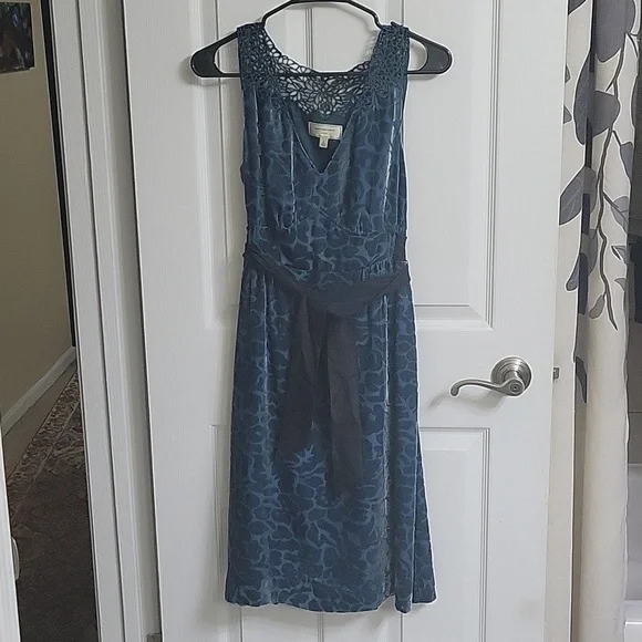 Anthropologie Moulinette Soeurs Lacy Velvet Silk Dress - Picture 1 of 7